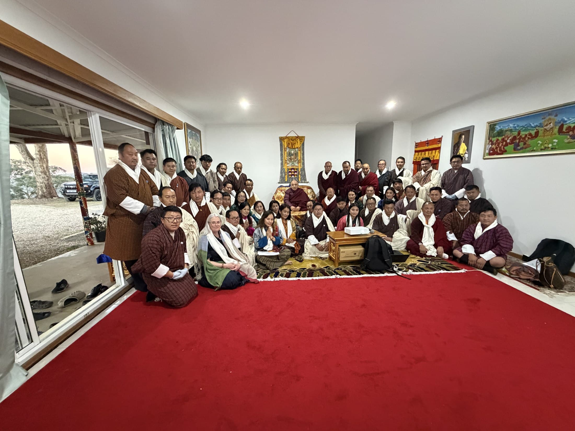 Kyabje Namkhai Nyingpo Rinpoche with members of the Kharchu Centre Australia committees on the penultimate day of His stay
